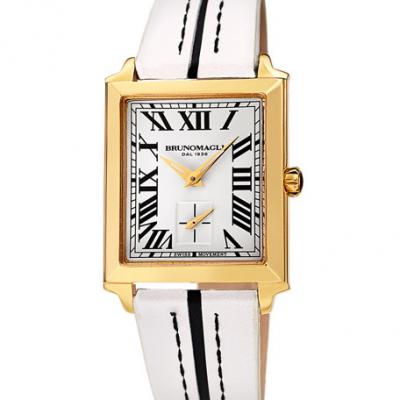 Bruno Magli 28mm Valentina Rectangular Watch, White/Black