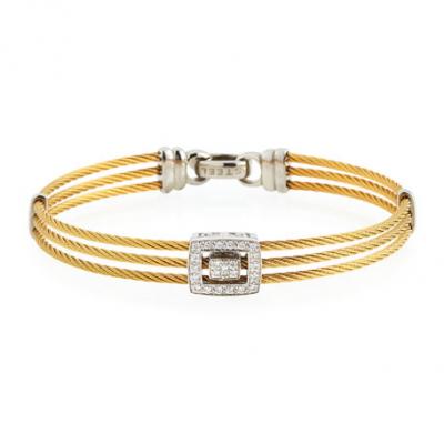 Alor Diamond Cushion 3-Cable Bracelet in Gold