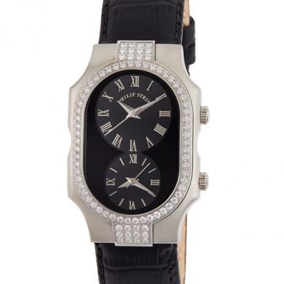 Philip Stein Small Signature Double Diamond Watch, Black