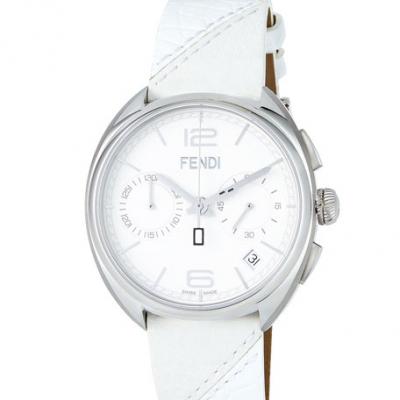 Fendi 40mm Momento Chronograph Watch, White