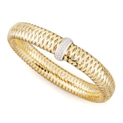 Roberto Coin Primavera 18k Large Flat Diamond-Station Bracelet, 0.25 TCW