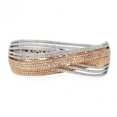 Diana M. Jewels 18k Two-Tone Diamond Crossover Bracelet