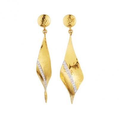 Gurhan Swirled Kite-Drop Earrings w/ Diamonds