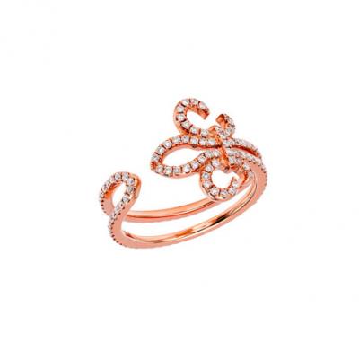 Casa Reale 18k Rose Gold Diamond Fleur de Lis Ring