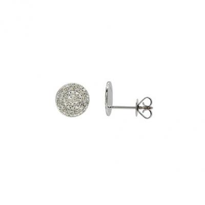 Casa Reale 14k White Gold Pave Diamond Disc Earrings