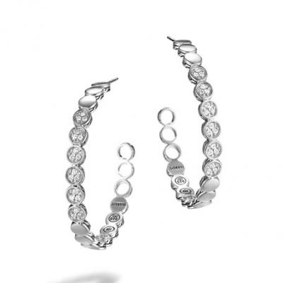 John Hardy Dot Diamond Pave & Disc Hoop Earrings