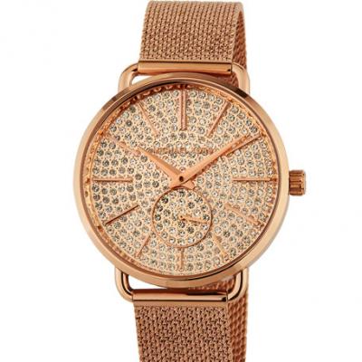 MICHAEL Michael Kors 36mm Portia Crystal Pave Mesh Watch, Rose Gold