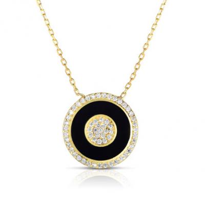 Sphera Milano Enamel & Cubic Zirconia Pendant Necklace, Black