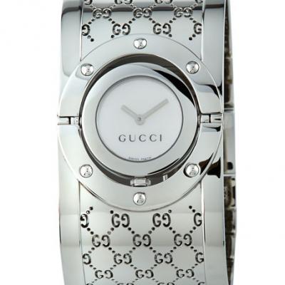 Gucci 24mm Twirl Stainless Steel Flip Bangle Watch