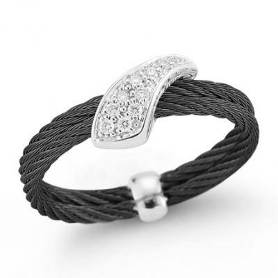 Alor 2-Row Cable & Diamond Pave Ring, Black