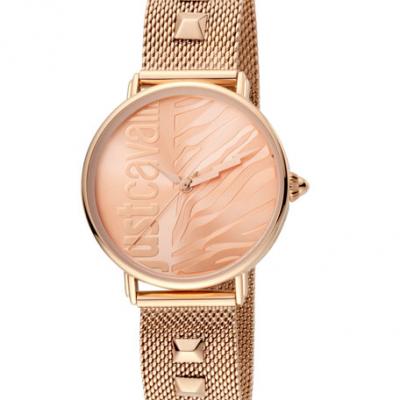 Just Cavalli Animal Watch w/ Mesh Strap, Rose Golden