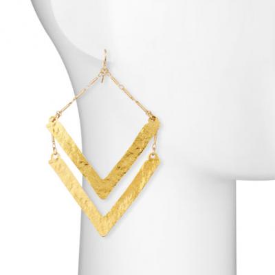 Devon Leigh Double-Wedge Chandelier Earrings