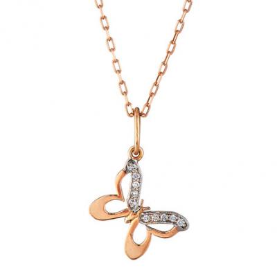 Sydney Evan 14k Rose Gold Diamond Butterfly Necklace