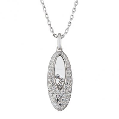 Chopard Happy Diamonds 18k White Gold Diamond Oval Pendant Necklace