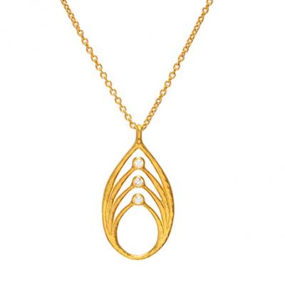 Gurhan Delicate Geo Diamond Pear Wave Pendant Necklace