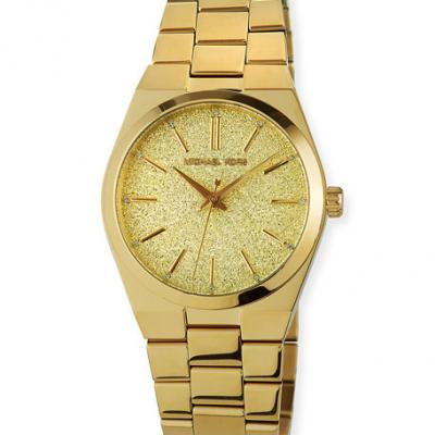 MICHAEL Michael Kors 36mm Glitter Watch w/ Bracelet Strap, Gold