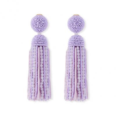 Oscar de la Renta Short Bead & Silk Tassel Clip-On Earrings
