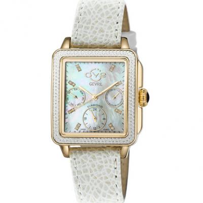 Gv2 30mm Bari Diamond Leather Watch, White Sparkle