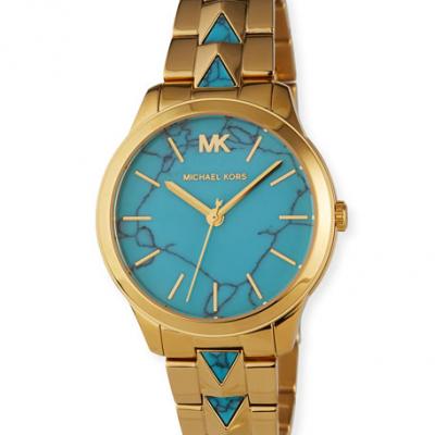 MICHAEL Michael Kors 38mm Runway Mercer Bracelet Watch, Turquoise Blue