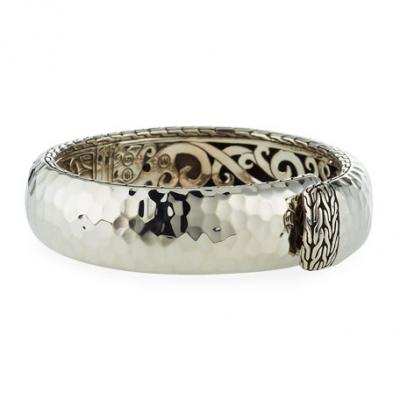 John Hardy Classic Chain Hammered Silver Kick Cuff, 17mm, Size M