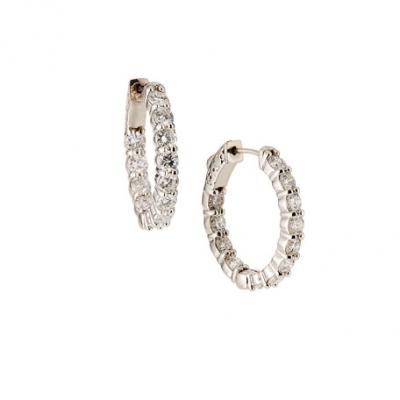Diana M. Jewels 14k White Gold Diamond Hoop Earrings, 3.0tcw