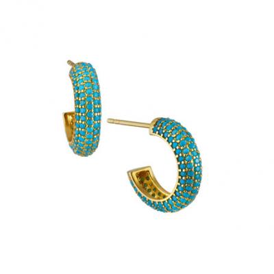 Sphera Milano Cubic Zirconia Huggie Hoop Earrings, Turquoise Blue
