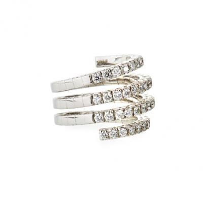 Estate Jewelry Estate 18K White Gold Diamond Flexible Snake Ring, Size 8.75
