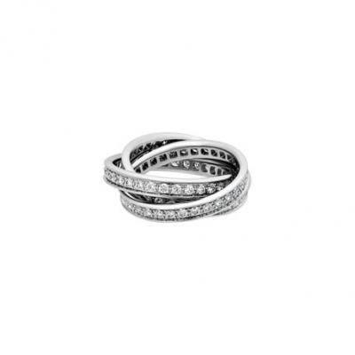 Cartier Estate 18K White Gold Diamond Trinity Ring, Size 6