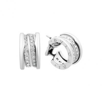 BVLGARI Estate 18K White Gold B.Zero 1 Diamond Earrings