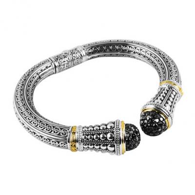 Konstantino Classic Black Diamond Pave Hinge Bracelet