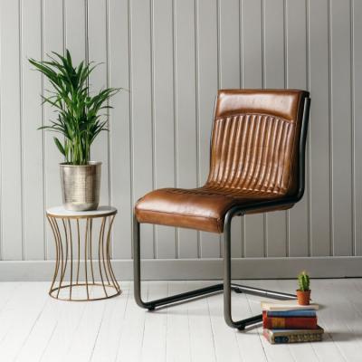 Italian Leather & Steel Office Chair - Rose and Grey