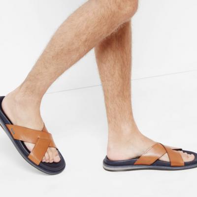 LEEZON Cross strap leather sandals for men - Ted Baker