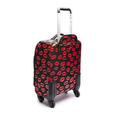 Lulu Guinness Lip Blot Soft Trolley Suitcase - Black/Red