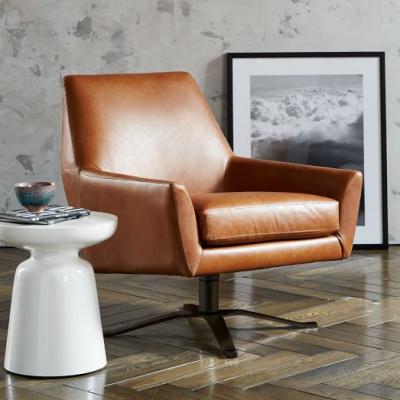 Lucas Leather Swivel Base Chair west elm