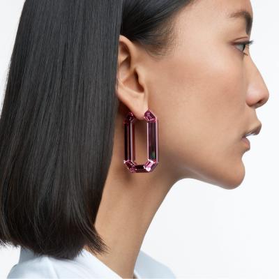 Lucent hoop earrings, Pink Swarovski