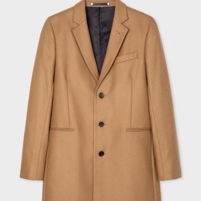 Mens Camel Wool And Cashmere-Blend Epsom Coat - Paul Smith