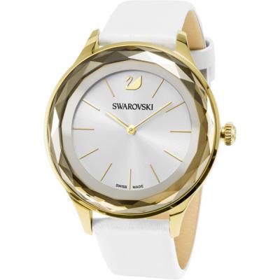 Octea Nova Watch, Leather strap, White, Gold tone