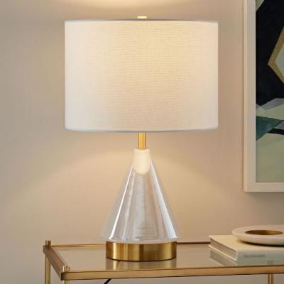 Metalized Glass Table Lamp + USB - Small (Pearl) west elm
