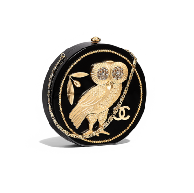 Minaudiere, resin, brass, strass & gold-tone metal-dark gold & black - CHANEL