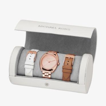 Libby Pavé Rose Gold-Tone Interchangeable Watch Set Michael Kors