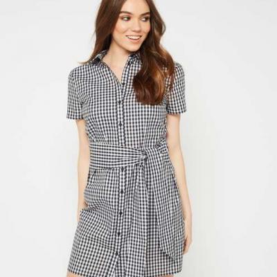 Gingham Tie Shirt Dress - Miss Selfridge