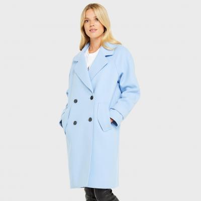 Pale Blue Raw Edge Overcoat Miss Selfridge