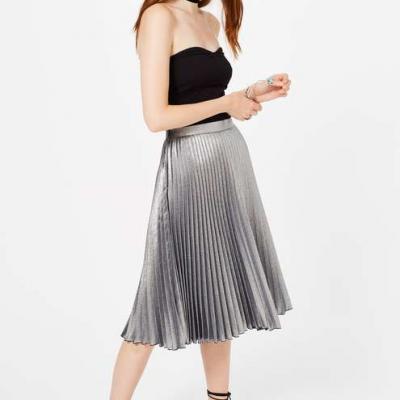 Metallic Pleated Skirt - Miss Selfridge