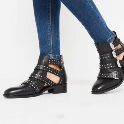 DRAMA Black Studded Buckle Boots - Miss Selfridge
