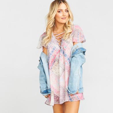 KYLIE LACE UP DRESS ~ PRETTY IN PATCH - Show Me Your MuMu