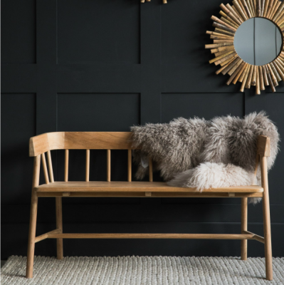 Natural Wood Bench Rose & Grey