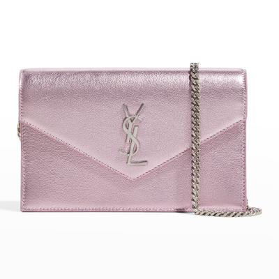 Saint Laurent YSL Metallic Envelope Flap Chain Wallet