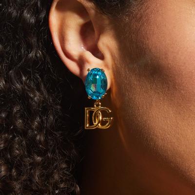 Dolce&Gabbana Blue Stone DG Drop Earrings