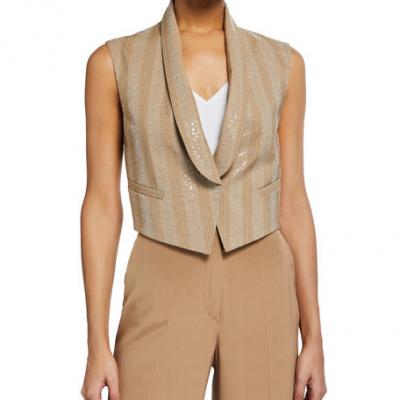 Brunello Cucinelli Beaded Wool Crop Vest