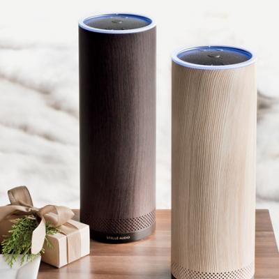 Stelle Audio Audio Pillar Speaker with Amazon Alexa, Wenge